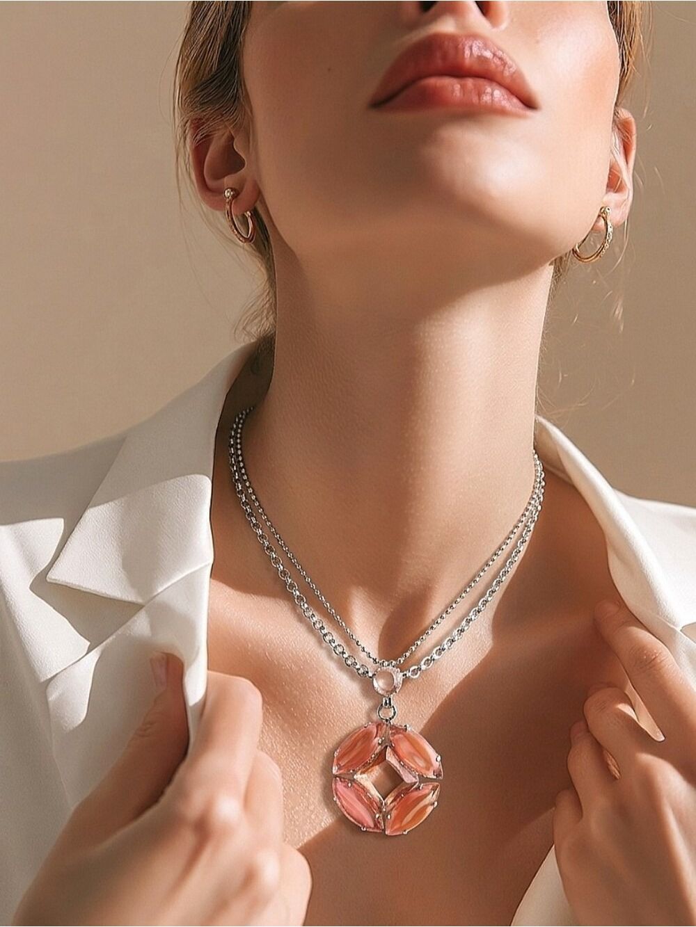 CAMEE peach Swarovski Crystal pendant necklace 🆕